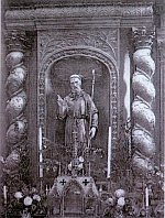 La statue de saint Junien, celle probablement réalisée par le frère Croulière, d'après une carte postale ancienne.